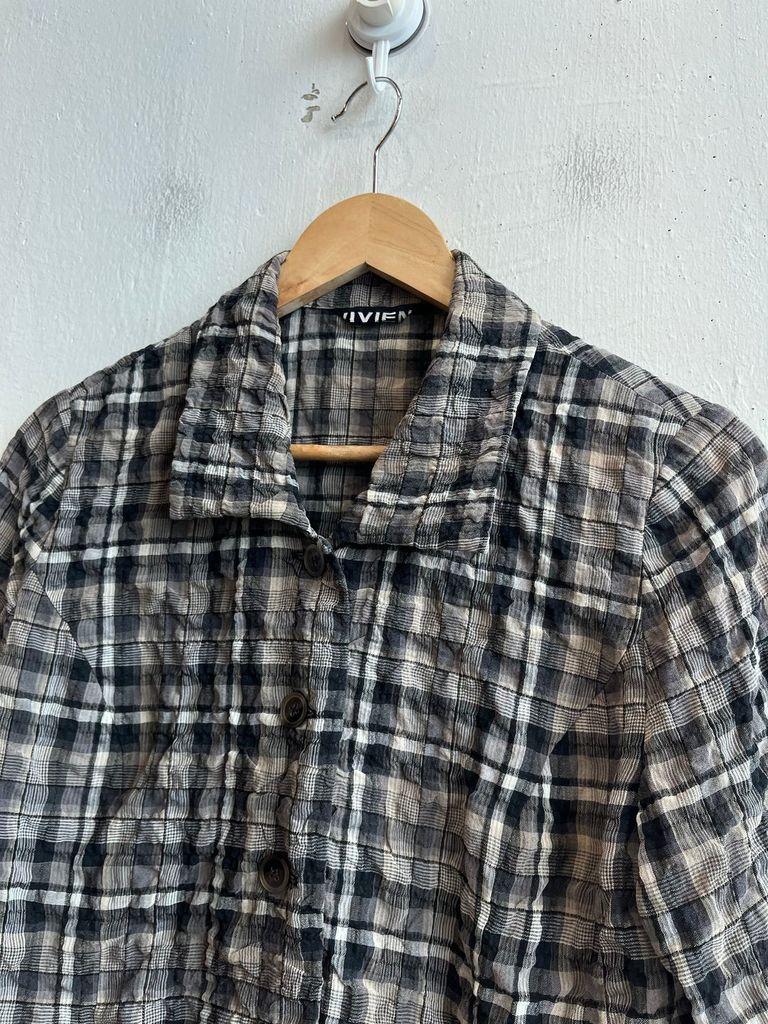 VIVIEN 시어서커 체크 반팔 셔츠 우먼즈 Made in JAPAN 4