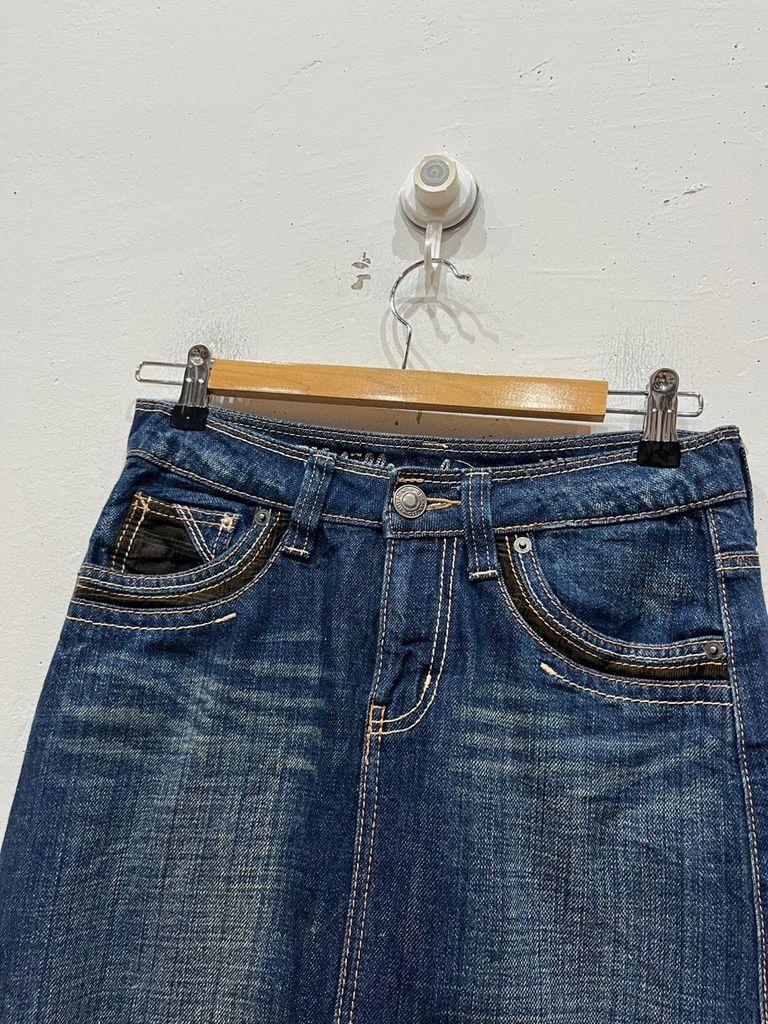 일본빈티지 코듀로이 트리밍 데님 스커트 4