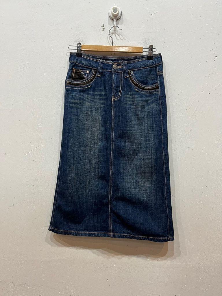 일본빈티지 코듀로이 트리밍 데님 스커트 2