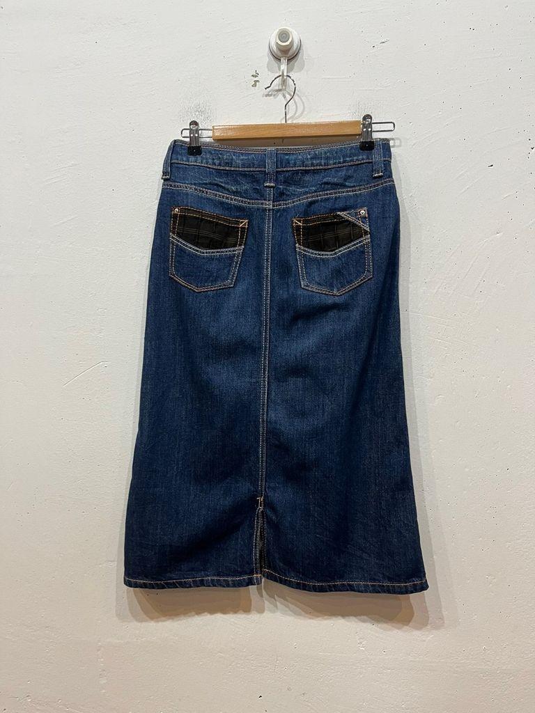 일본빈티지 코듀로이 트리밍 데님 스커트 3