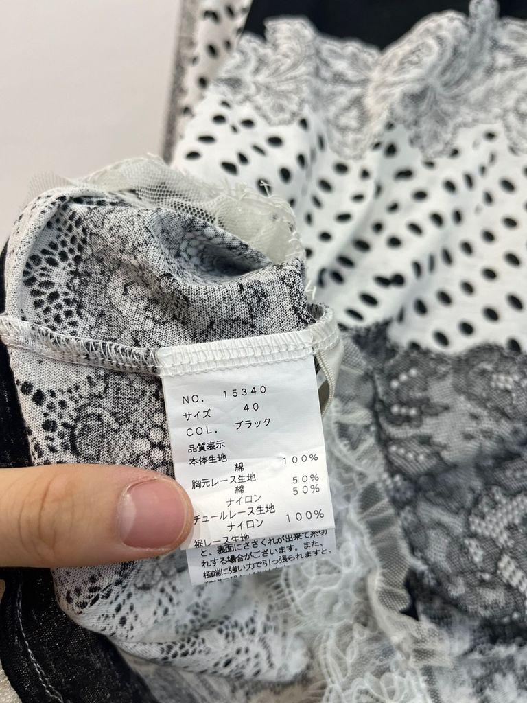 일본빈티지 ZIN KATO 도트 레이스 반팔 블라우스 8
