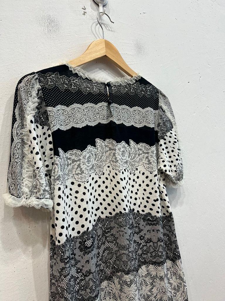 일본빈티지 ZIN KATO 도트 레이스 반팔 블라우스 6