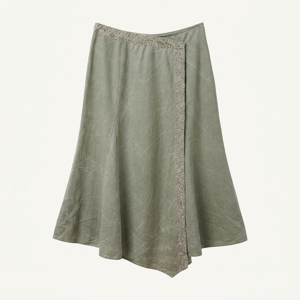 HANIEL 린넨 랩 스커트 치마 Made in JAPAN 1