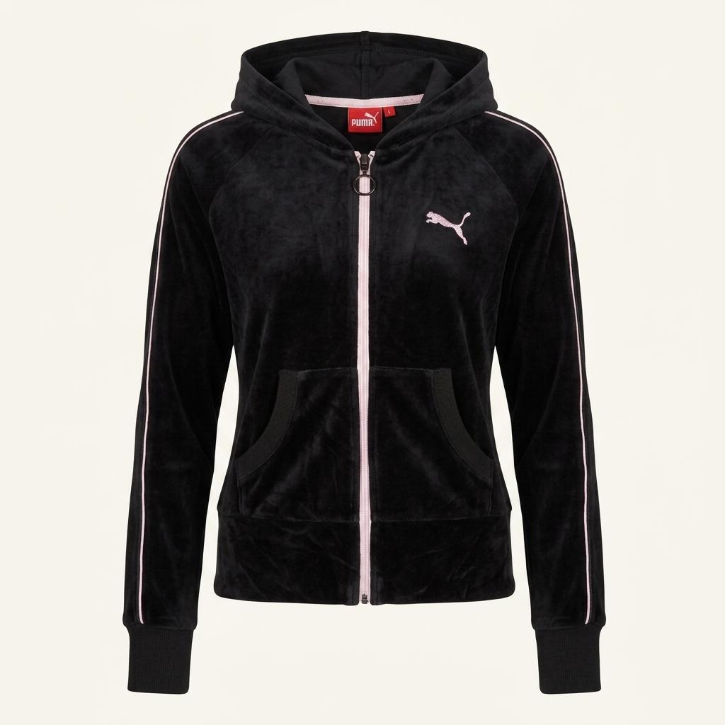 PUMA 퓨마 재팬 핑크로고 벨벳 후드집업 우먼즈 1