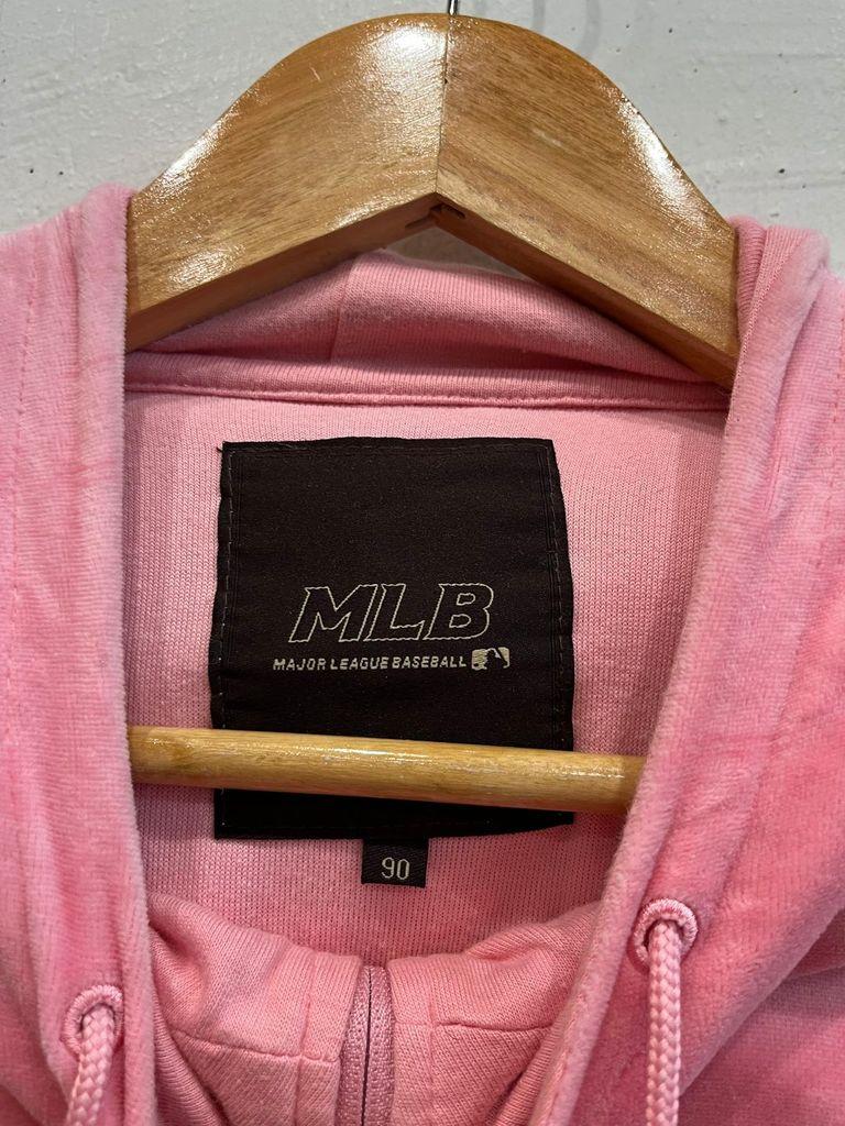 MLB 양키즈 핑크 벨벳 후드집업 우먼즈 90 7