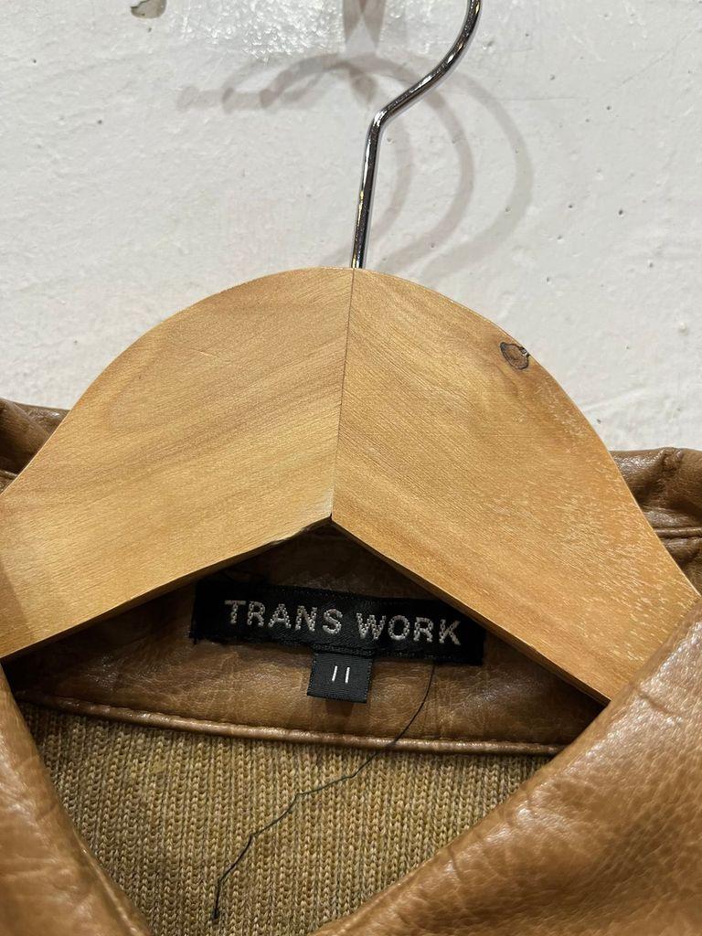 일본빈티지 Trans Work 레더트리밍 니트 셔츠 6