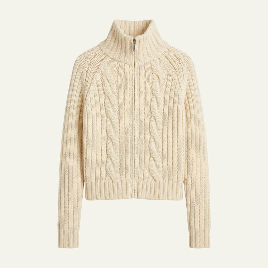 베네통 케이블 울 니트집업 우먼즈 Made in ITALY 1