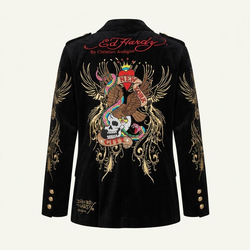 ED HARDY 에드하디 금장 자수 벨벳 자켓 1
