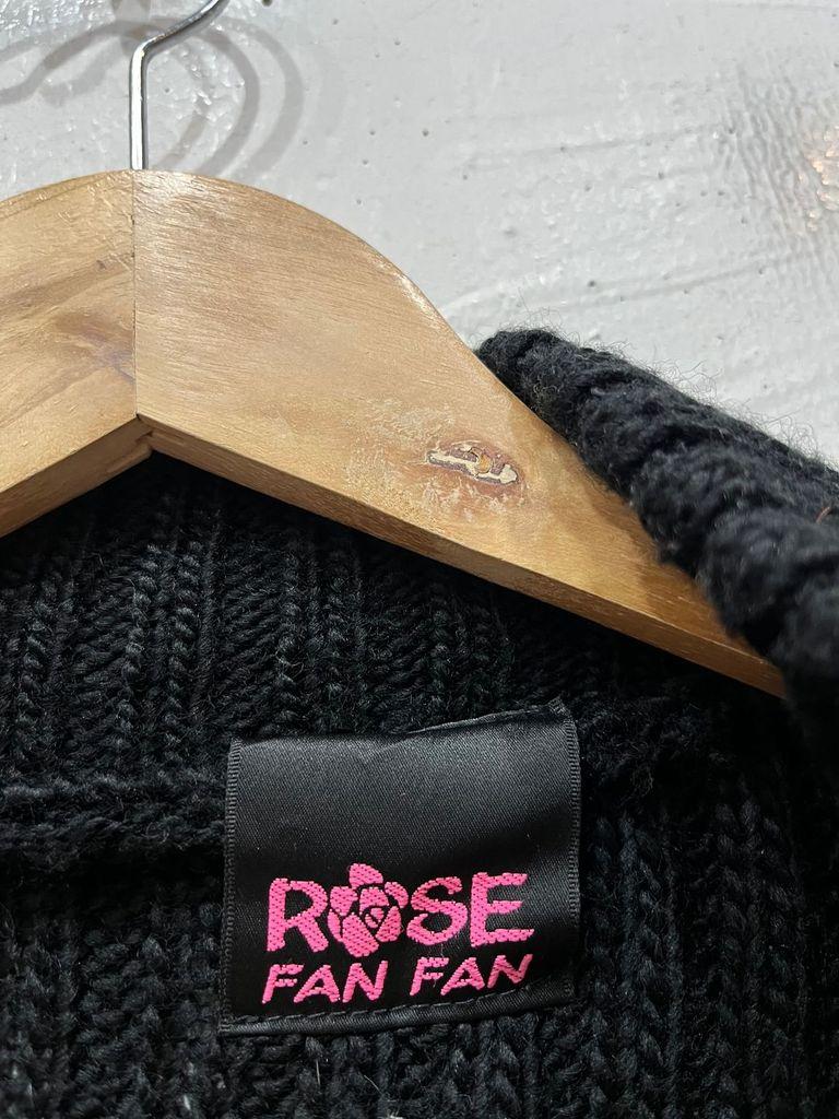 일본빈티지 ROSE FAN 래빗퍼 골지 니트집업 블랙 5