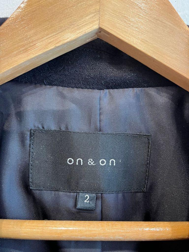 온앤온 금장 더블 울 자켓 네이비 7