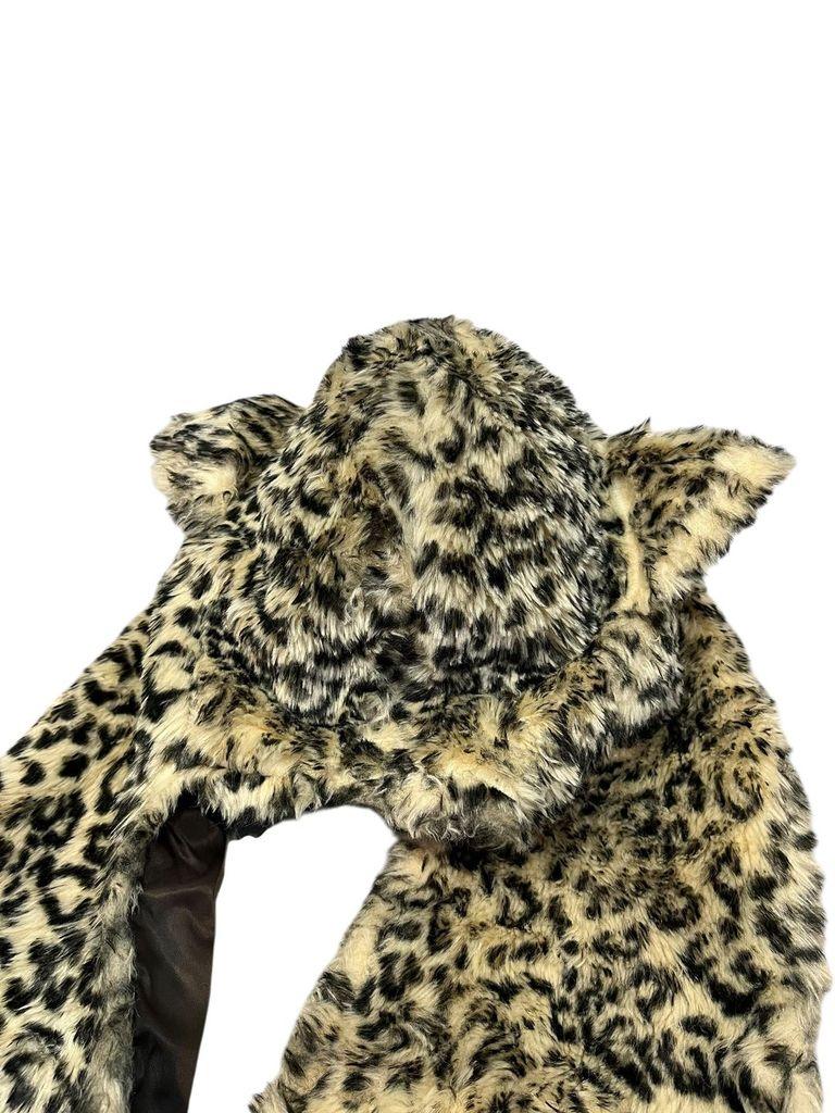 일본빈티지 레오파드 플리스 모자 머플러 6