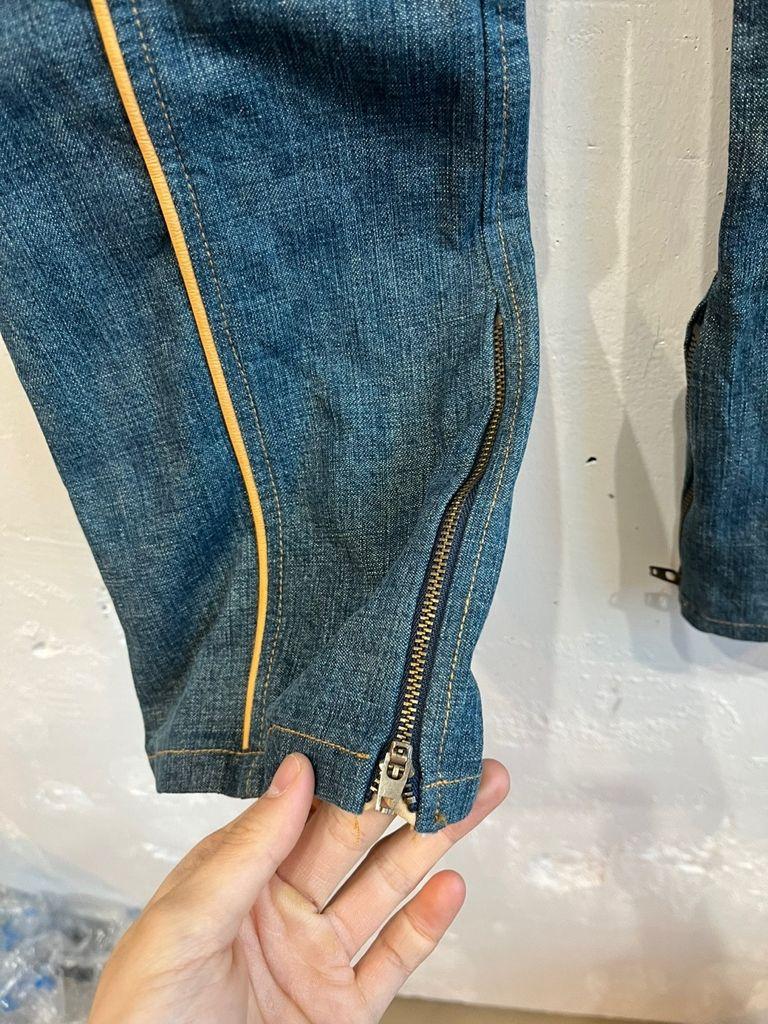 일본빈티지 Blue made 레더트리밍 프린지 데님팬츠 8