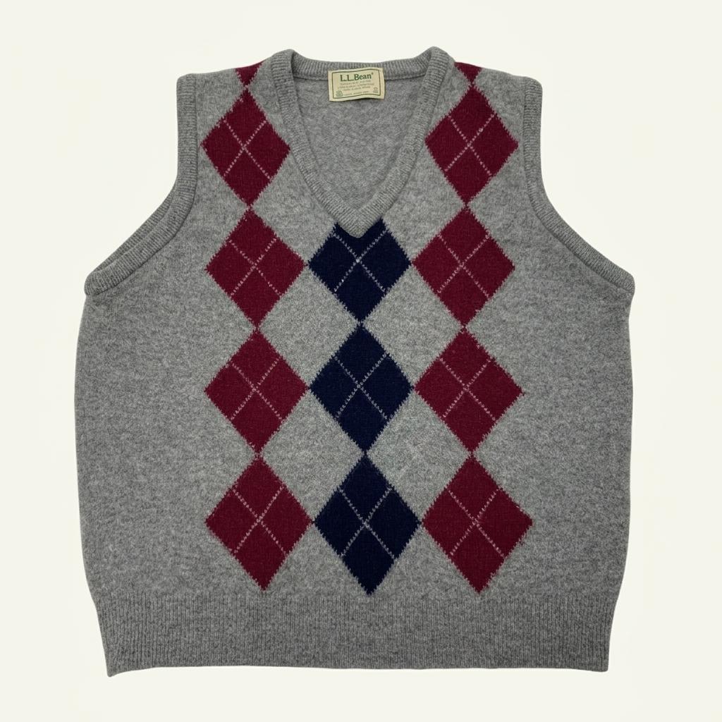 L.L.Bean 엘엘빈 80s 아가일 니트조끼 베스트 (L) 1