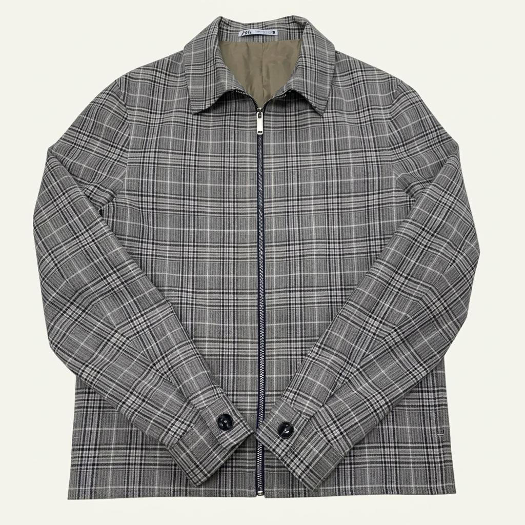 ZARA 자라 체크 블루종 자켓 (M) 1