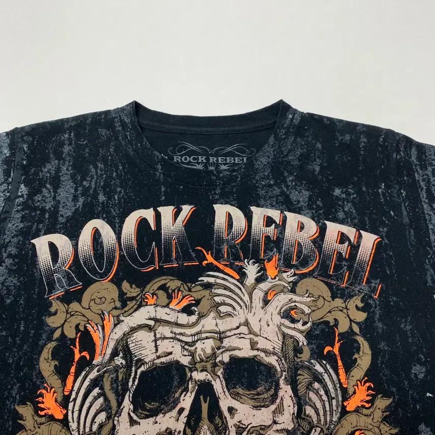 ROCK REBEL 빈티지 프린팅 반팔티 락티 (S) 4