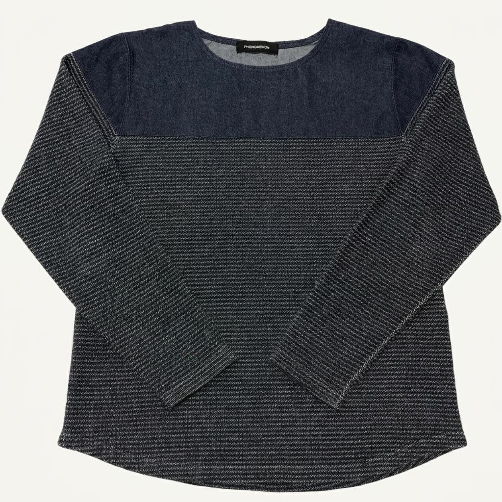 페노메논 12FW 데님 배색 니트 티셔츠 (L) 1