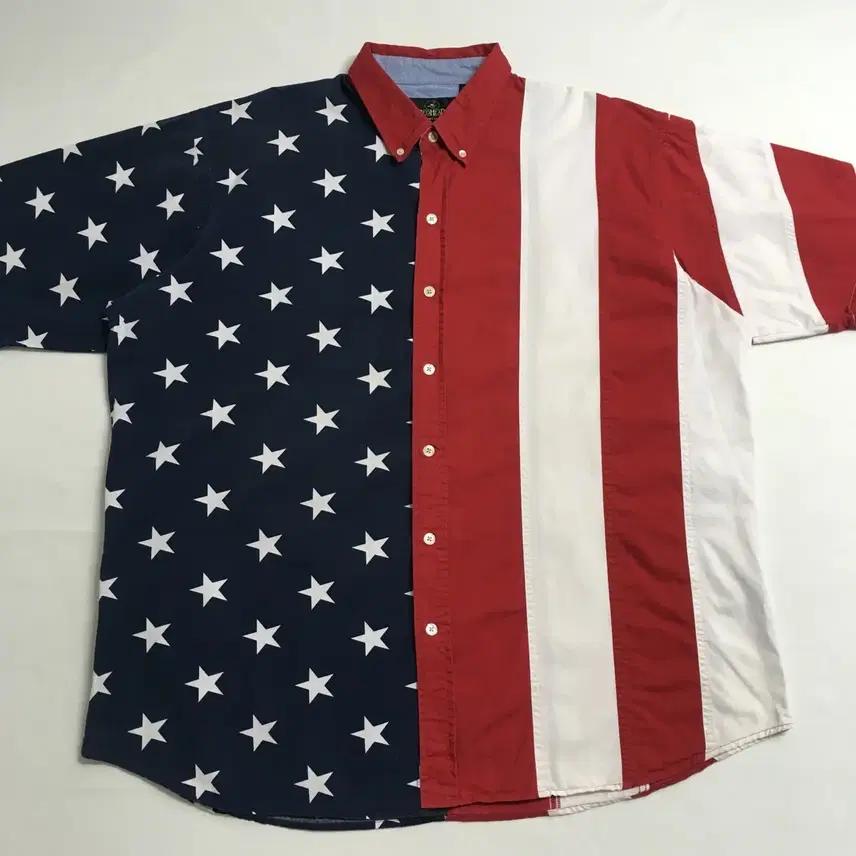빈티지 오버핏 성조기 반팔셔츠 남방 (2XL) 2