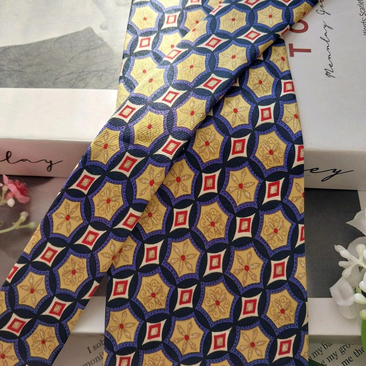 아쿠아스큐텀 실크 기하학 패턴 넥타이 9.2cm A+등급 K1947 4
