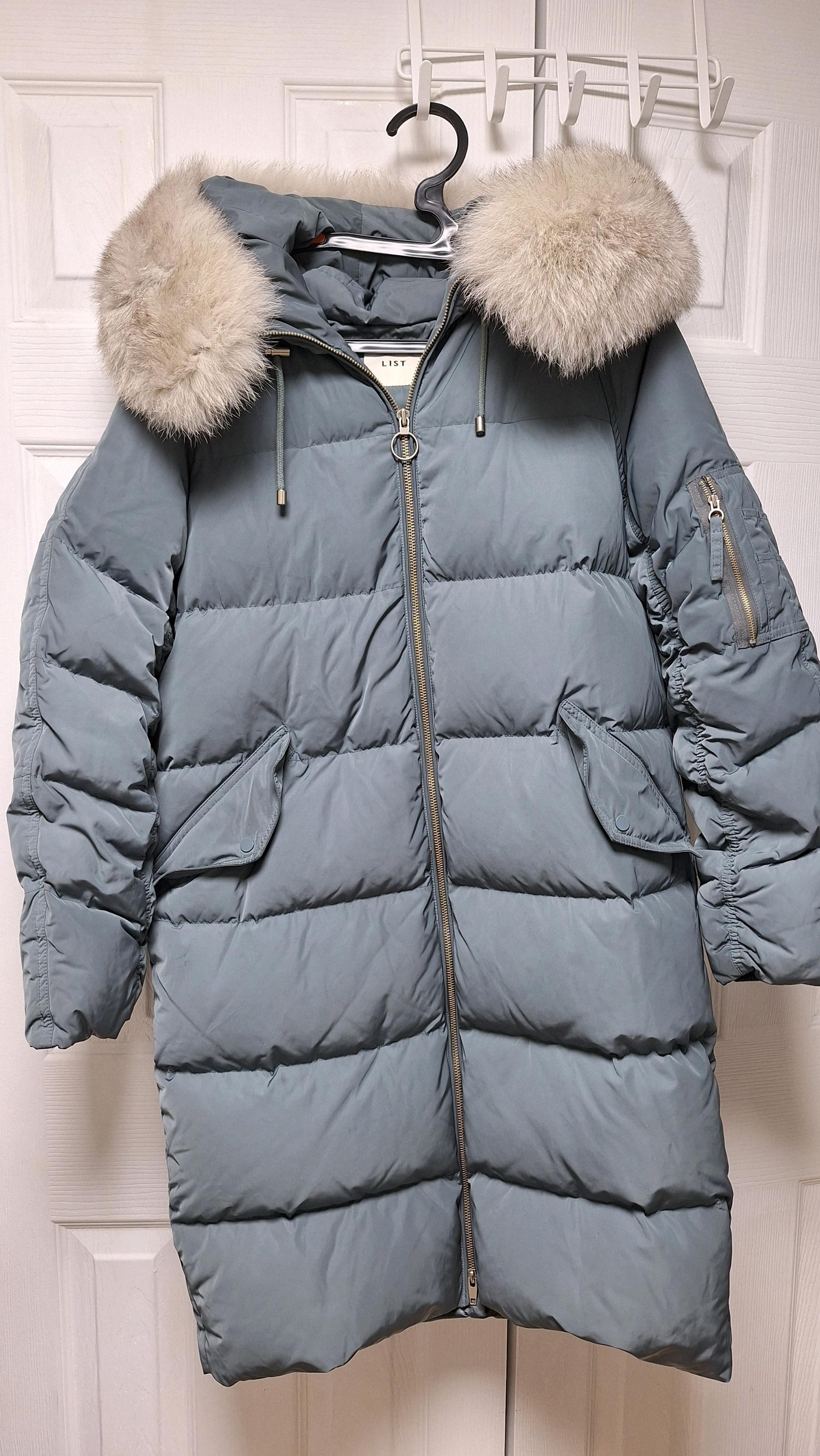 LIST 폭스퍼 탈부착 후드 롱패딩 88 블루그레이 2