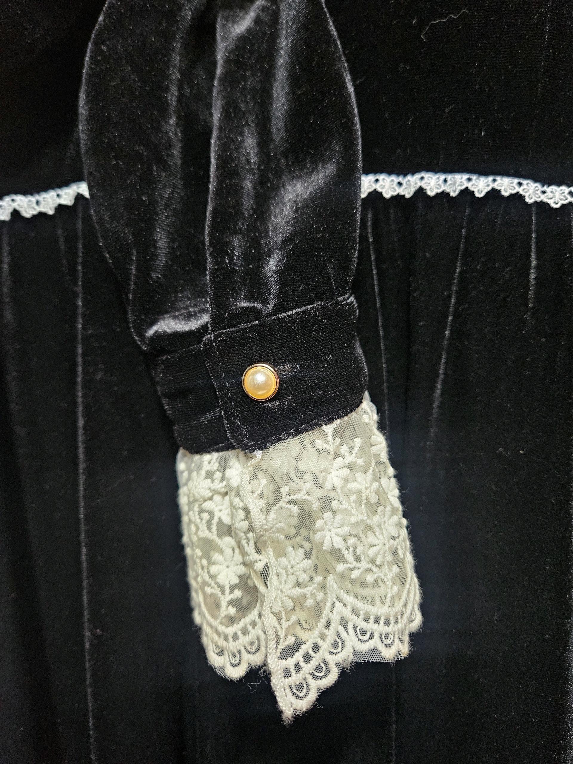 쎄무아듀 Lace doll collar velvet black dress (S) 4