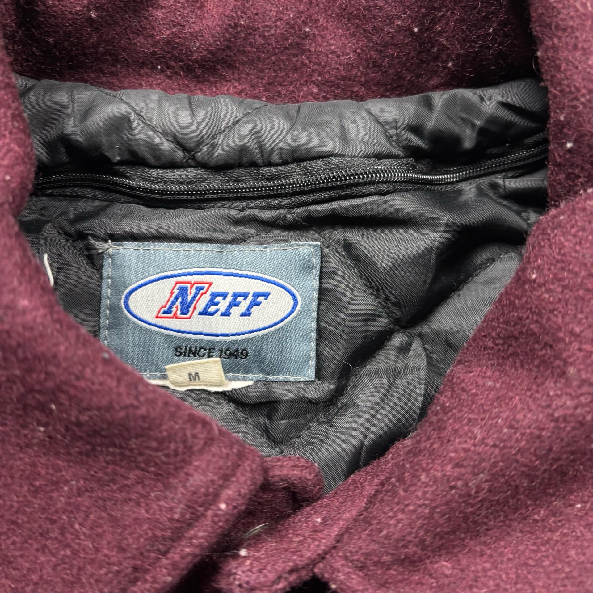 Usa neff 빈티지 리얼레더 버건디 풋볼 바시티 자켓 6