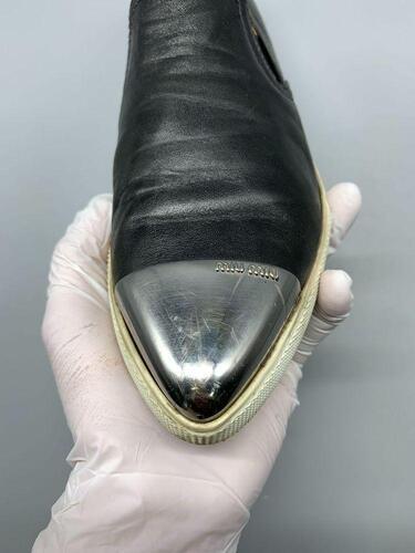 Miu Miu Black Leather Slip On 36(230)(GR-1163) 9