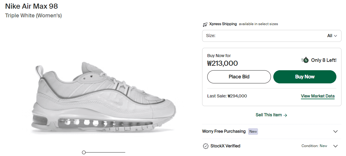 Nike Air Max 98 Triple White 235mm 3