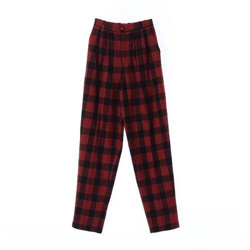 ITALY (WOMEN - XS) 울 100% 체크 패턴 팬츠 2
