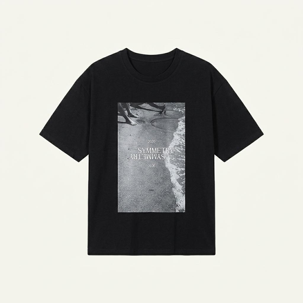 준지JUUNJ 블랙 시메트리 오버핏 7부 티셔츠 M-XL 1