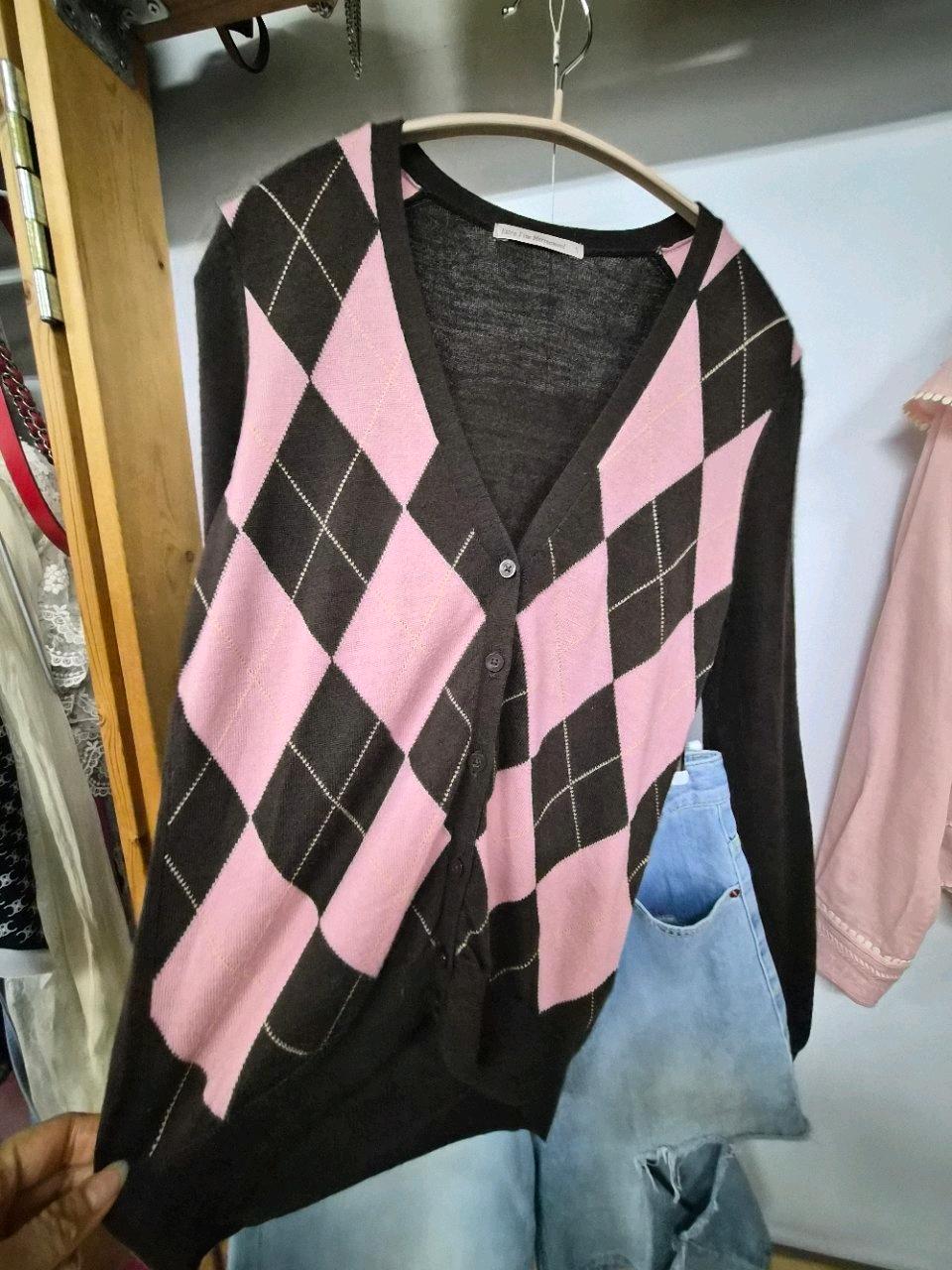 유니클로 얄상 메리노울 아가일 가디건 4