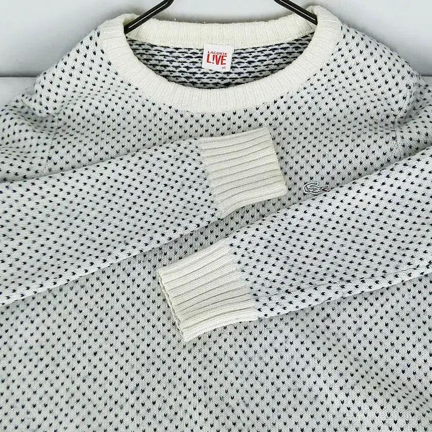 라코스테 여성 추동 배색 니트티 아이보리XS (HU43038) 4