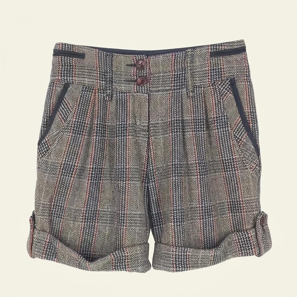 톰보이 여 체크 롤업 모직 4부팬츠 브라운 (HU27246) 1