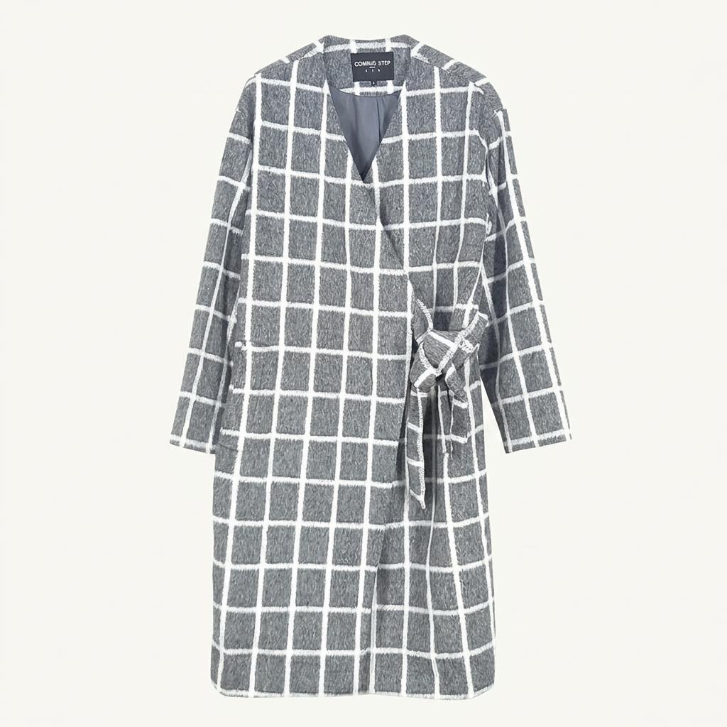 커밍스텝 여성 동절기 허리끈 스냅버튼 코트 그레이 (HU42590) 1
