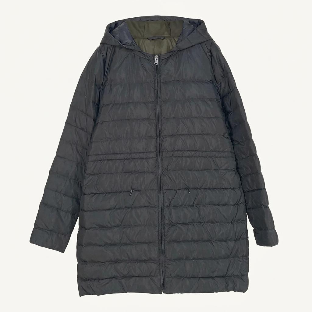 SJ와니 여성 후드탈부착 덕다운 하프경량패딩 블랙91 (HU42584) 1