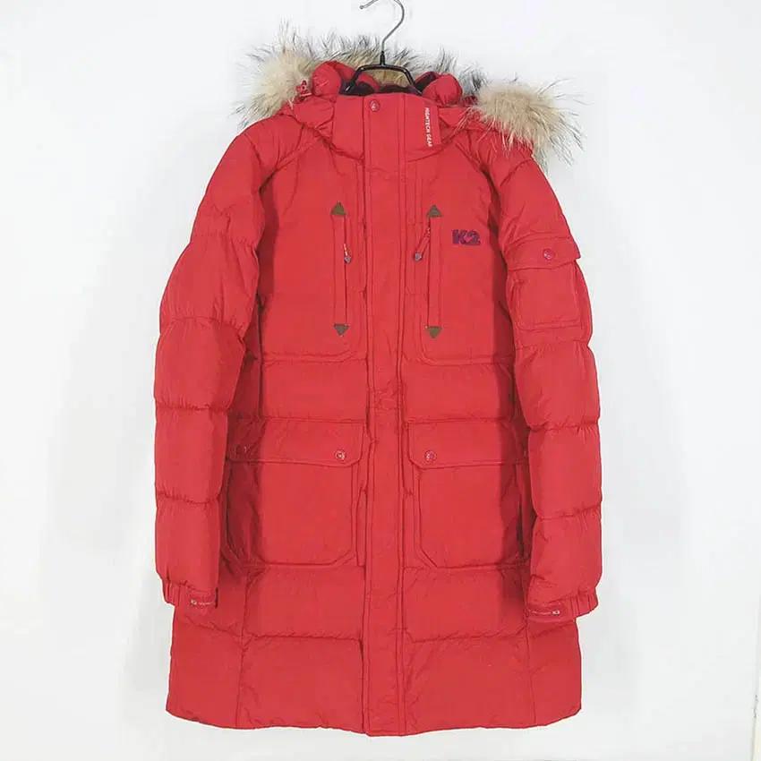 케이투 여성 후드퍼 덕다운 하프패딩 레드 (HU42409) 2