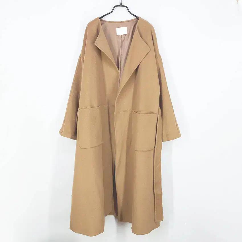 M 여성 캐시미어혼방 오픈형 롱모직코트 진베이지F (HU42388) 2