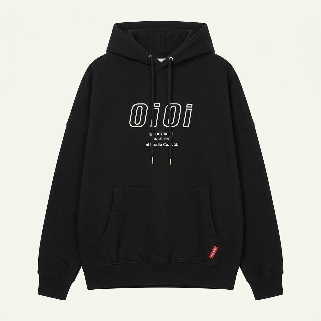 오아이오아이 여성 로고자수 기모 후드티 블랙L (HU42325) 1