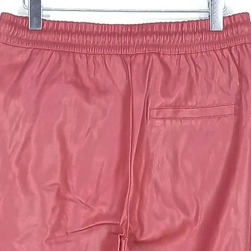 자라 여성 안감약기모 인조가죽 조거팬츠 레드 (HU42302) 4