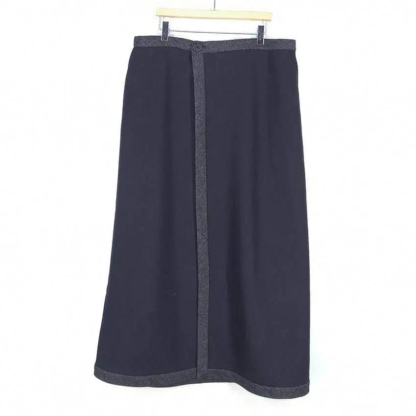 마크켄리도미노탄 모직 랩 롱스커트 네이비 (HU35884) 2