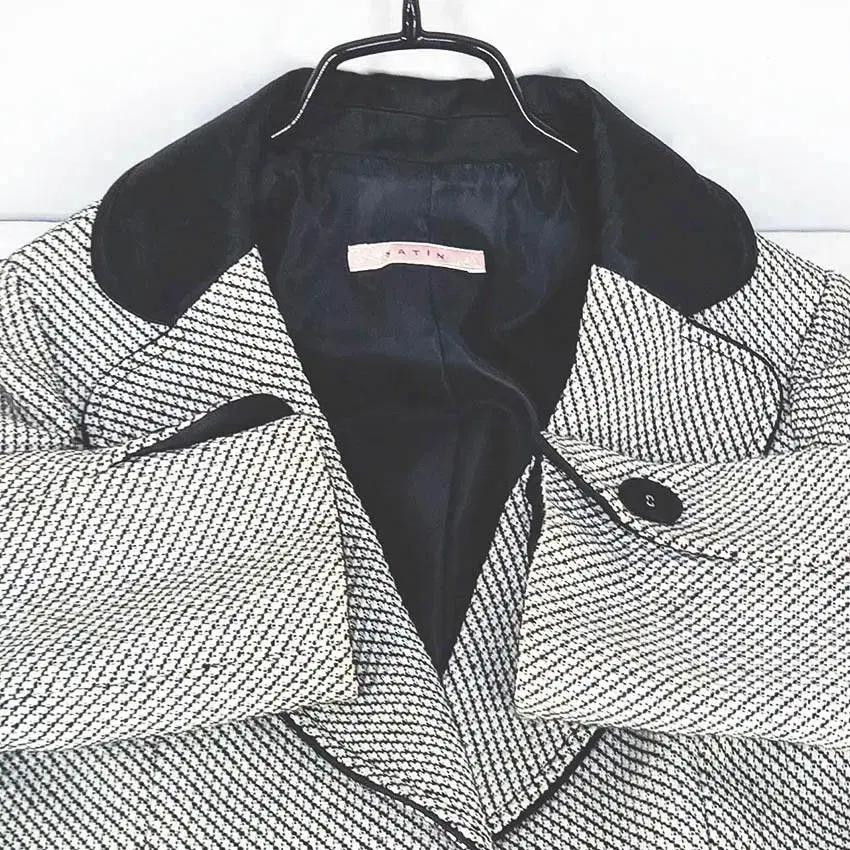 샤틴 여성 추동 잔패턴 모혼방자켓 화이트 (HU41902) 4