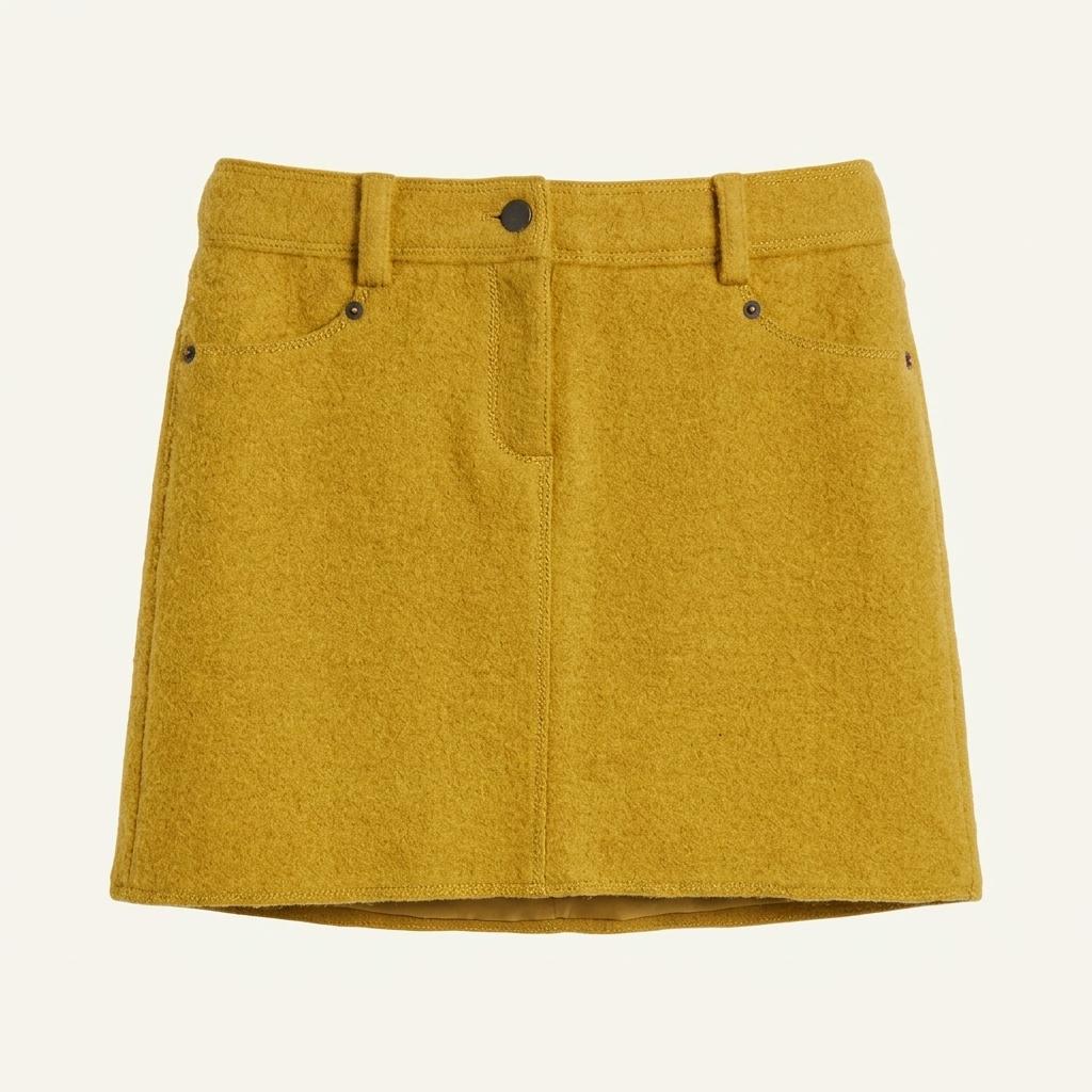 보브 여성 추동 힙체인 모직 미니스커트 머스타드67 (HU41178) 1