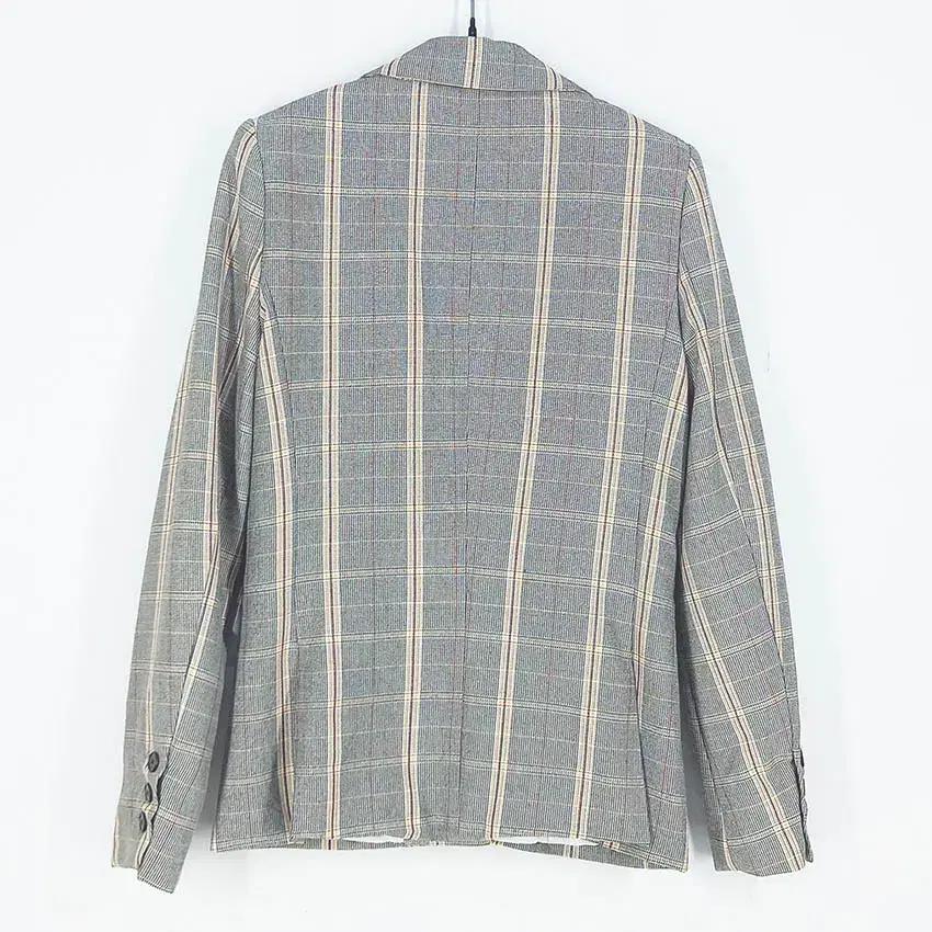 여성 춘추 체크 블레이저 그레이 (HU41035) 3
