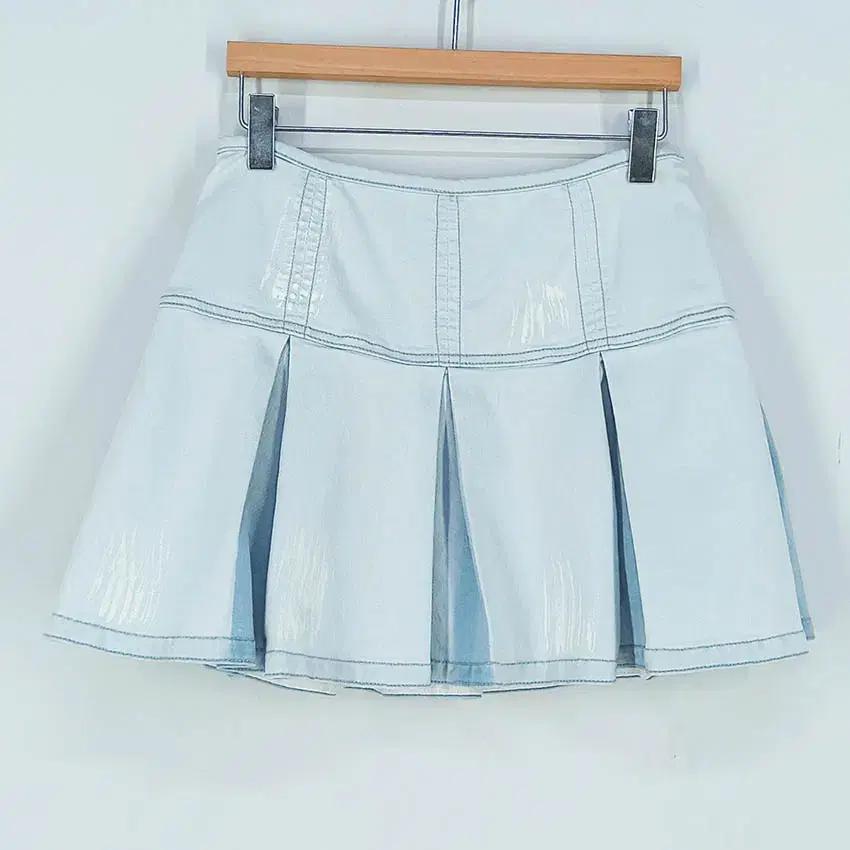 오즈세컨 춘하 페인팅 스판 데님 미니스커트 연청67 (HU40799) 2