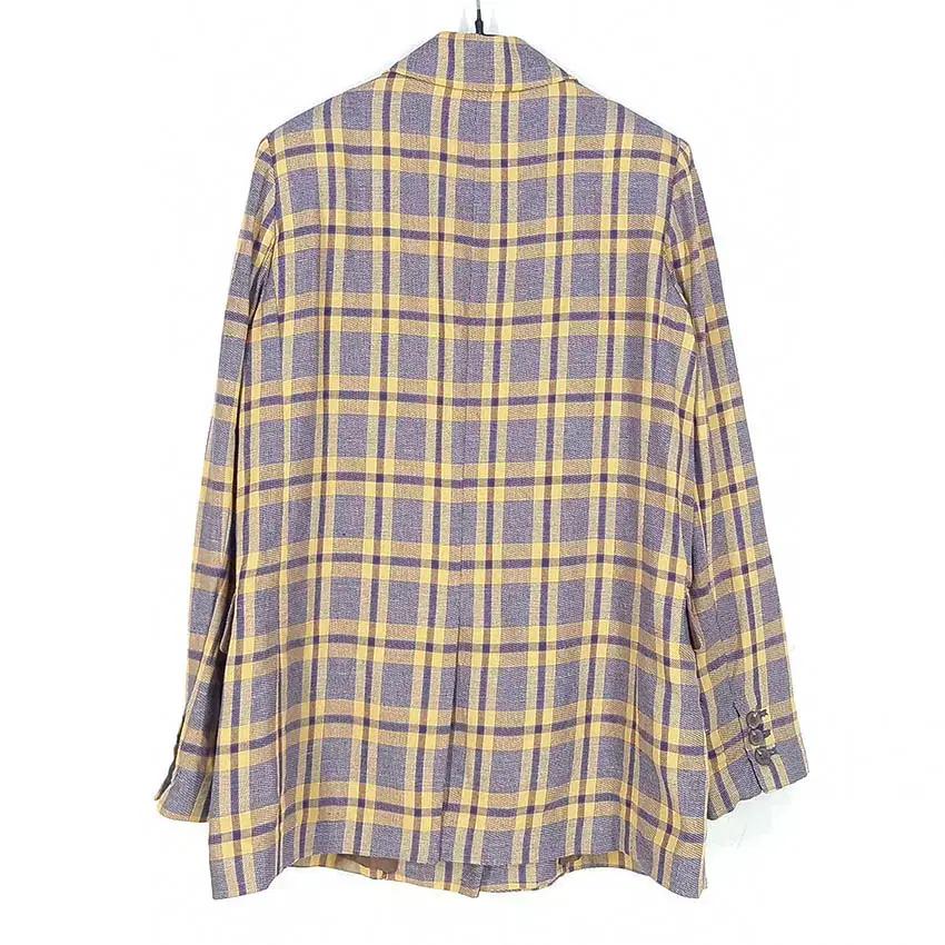 엣지 여성 춘하 마혼방 체크 더블버튼 자켓 옐로우90 (HU40765) 3