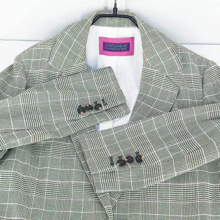VIVIENNE 여성 얇은춘추 마혼방 체크자켓 그린90 (HU40653) 4