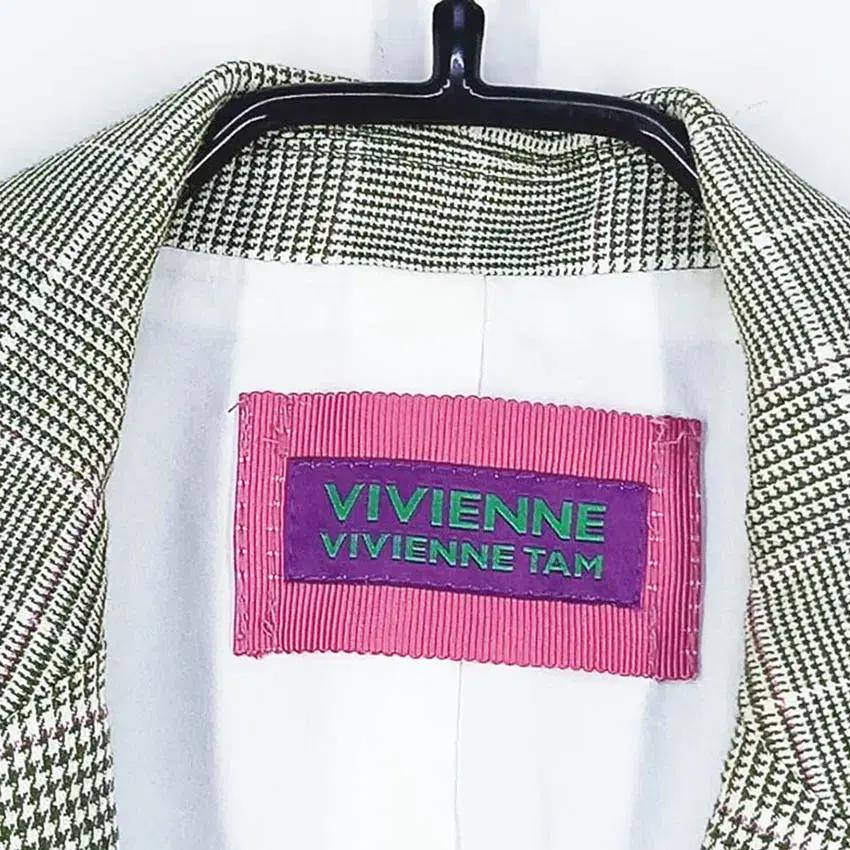 VIVIENNE 여성 얇은춘추 마혼방 체크자켓 그린90 (HU40653) 5