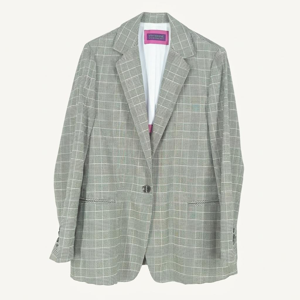 VIVIENNE 여성 얇은춘추 마혼방 체크자켓 그린90 (HU40653) 1