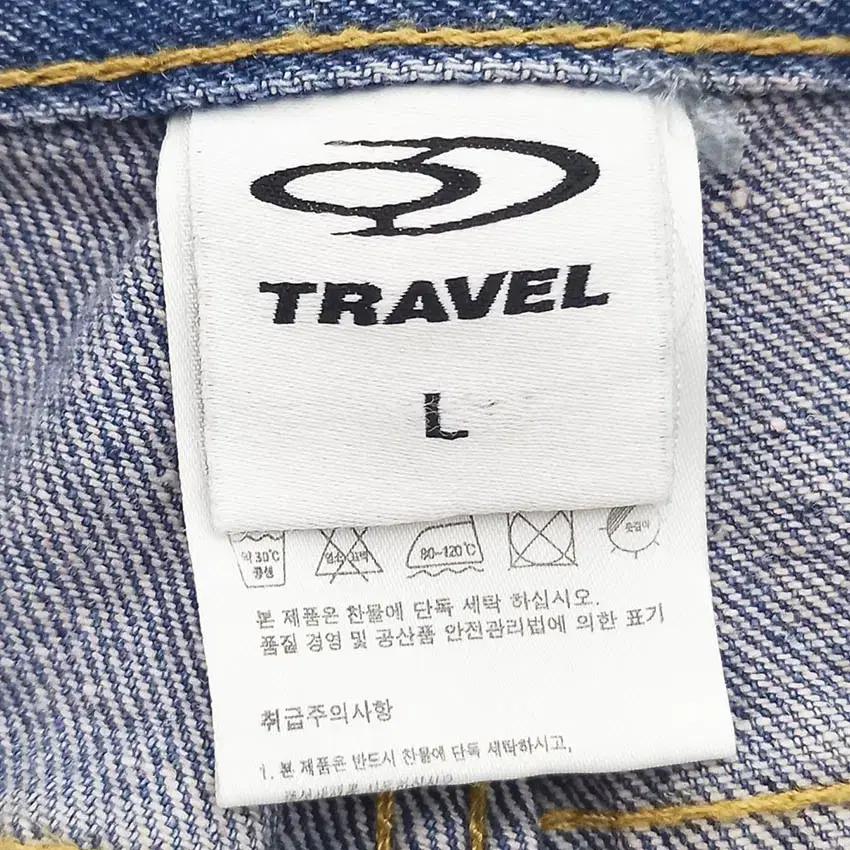 트래블 남성 페인팅 루즈핏 데님팬츠 중청 (HU40622) 5