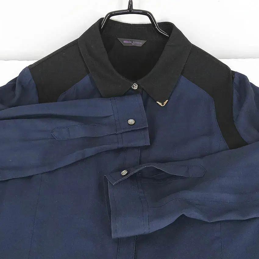 올리비아로렌 여성 춘추 레이온혼방 블라우스 네이비 (HU40340) 4