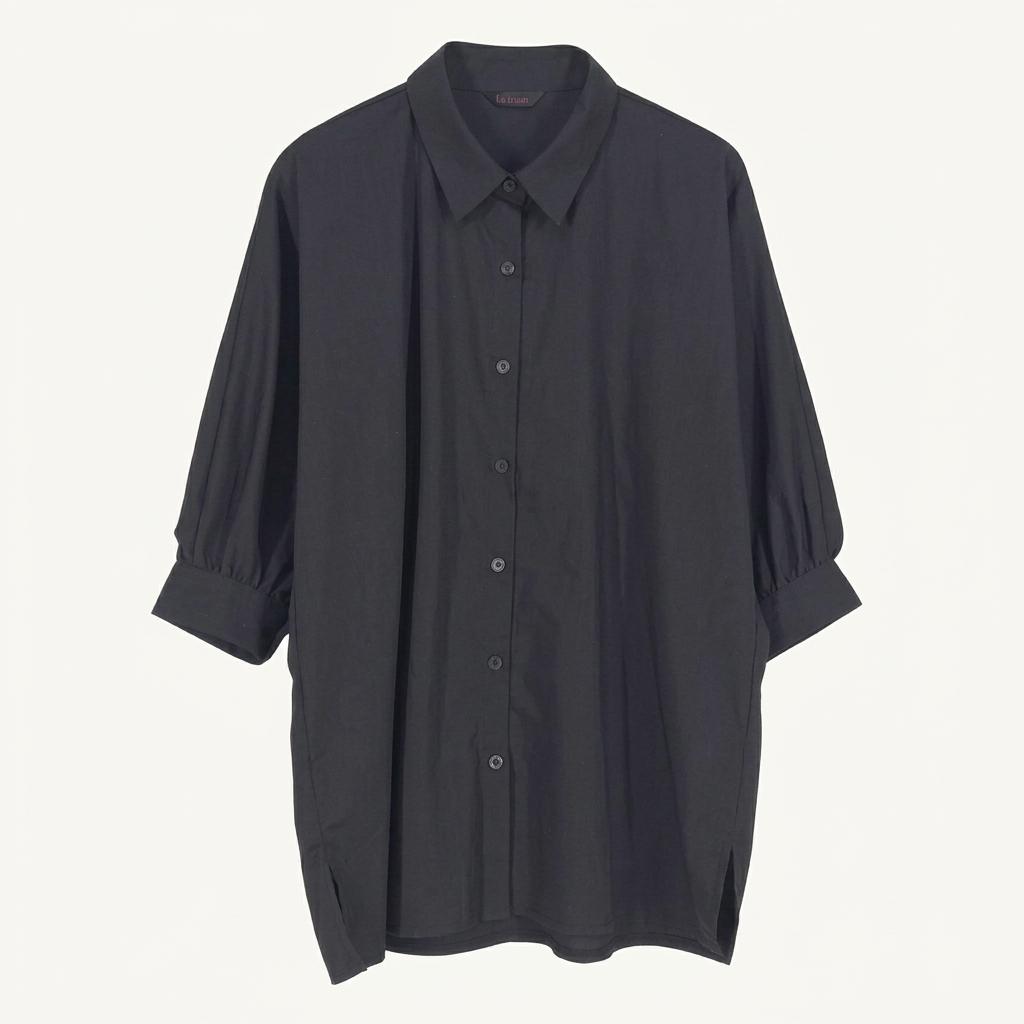 라티움 여 춘하 스판끼 펀칭 7부소매 블라우스 블랙F (HU40274) 1